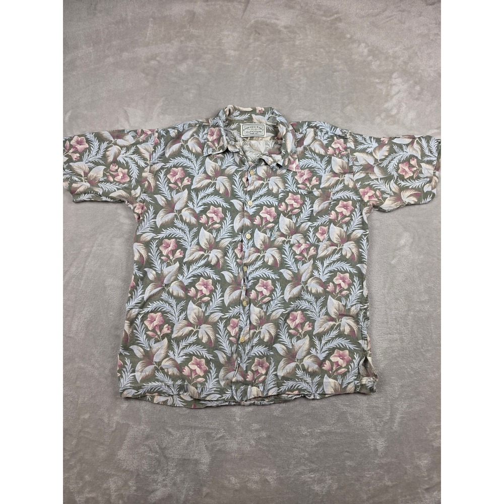 Vintage American Eagle Button Up Shirt‎ Mens M Floral Linen Blend Oversized Y2K